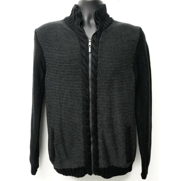 Calvin Klein Jeans Men's Black Full Zipper Knit Sweater Size Medium - Picture 1 of 5